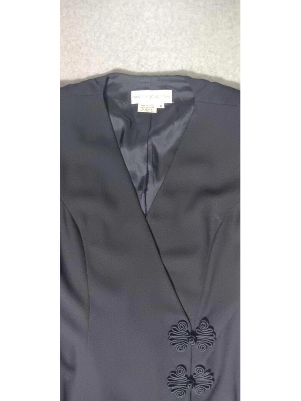Maggie London Partial Wrap Maxi Dress Womens Size 8 Black Padded Shoulders... - Picture 9 of 11